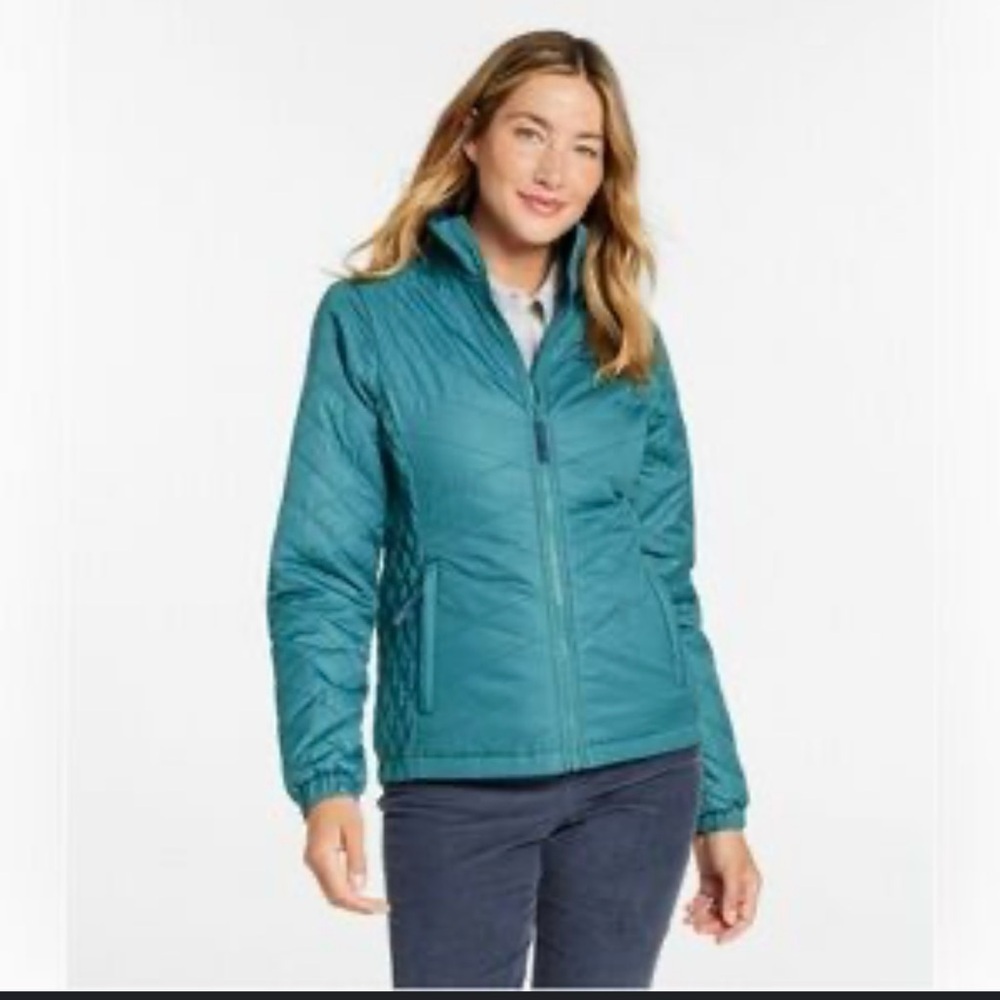 L.L.Bean Teal Fleece-Linned Primaloft Jacket Outdoor Academia Sz- L.PET